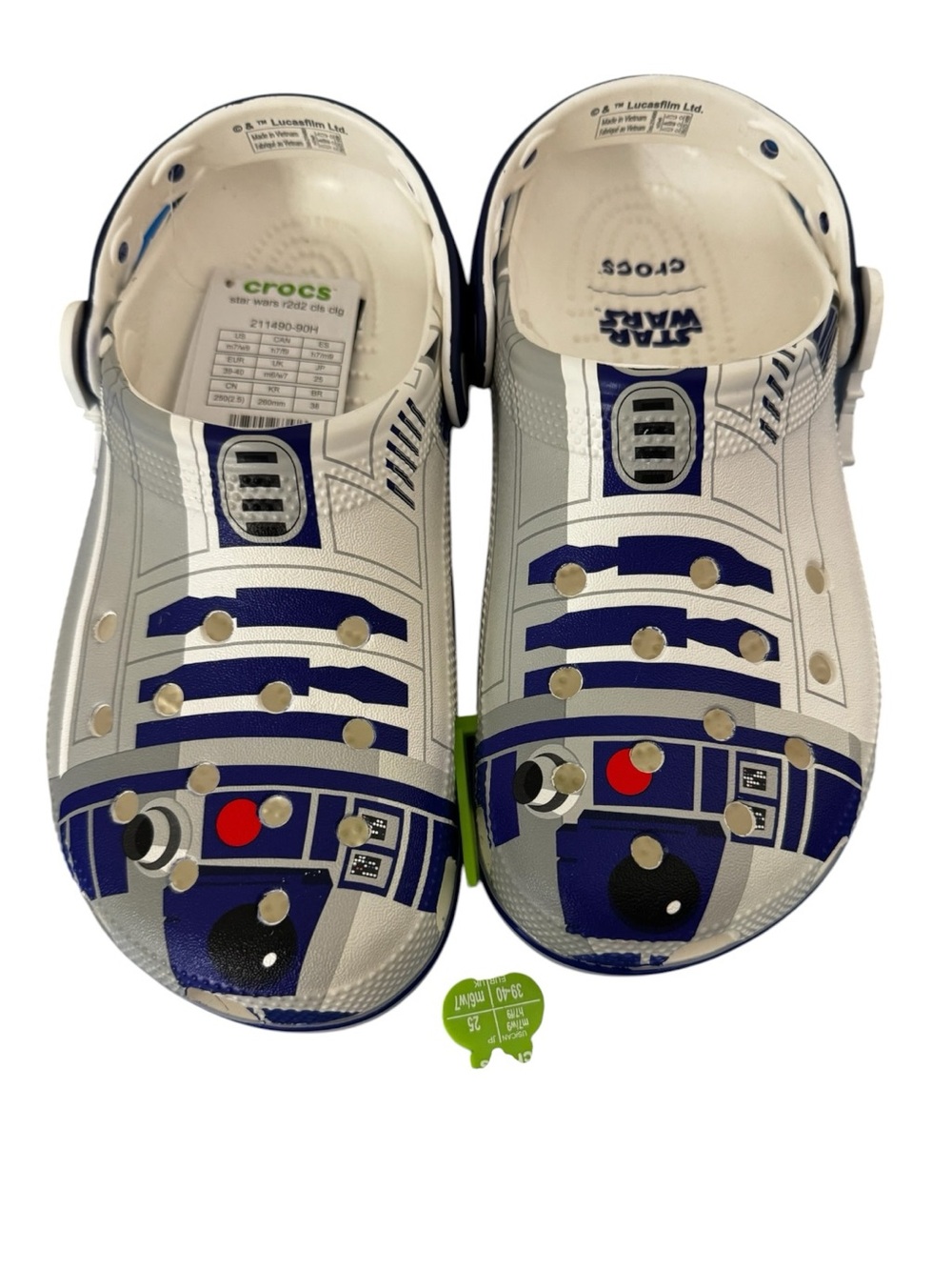 Crocs Kids R2-D2 Star Wars Classic Clog White Blue Disney Slip On Shoes M7W9